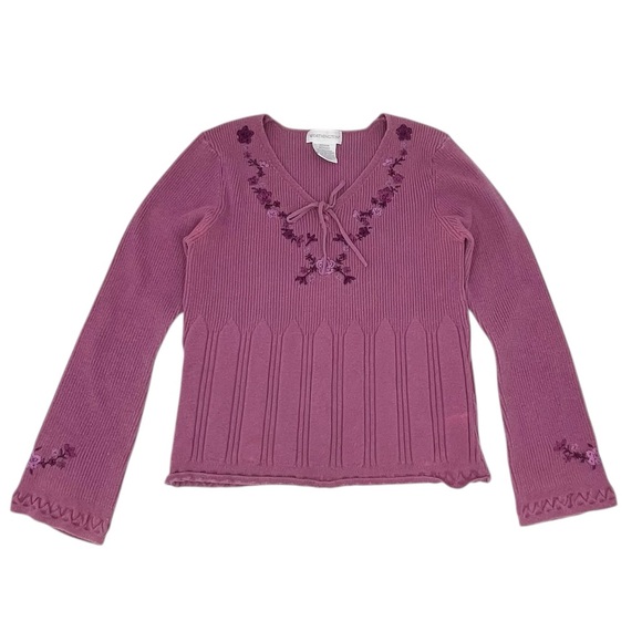 Vintage Y2K Worthington Knit Peasant Top Sweater Size Medium Mauve Fairycore - Picture 1 of 9